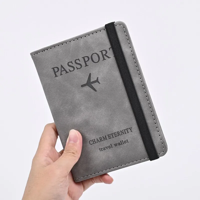 Leather Passport Cover - Men PU Leather Wallet Travel Passport